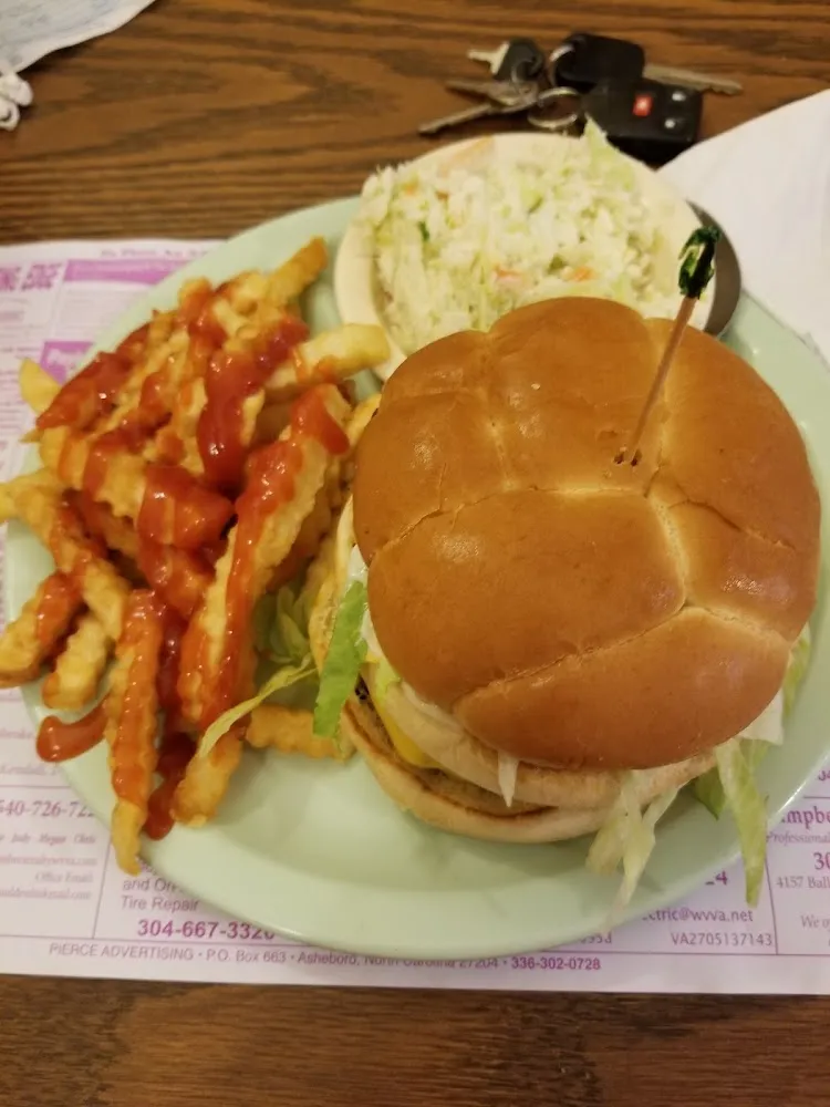 Double Cheeseburger with Fries and Slaw